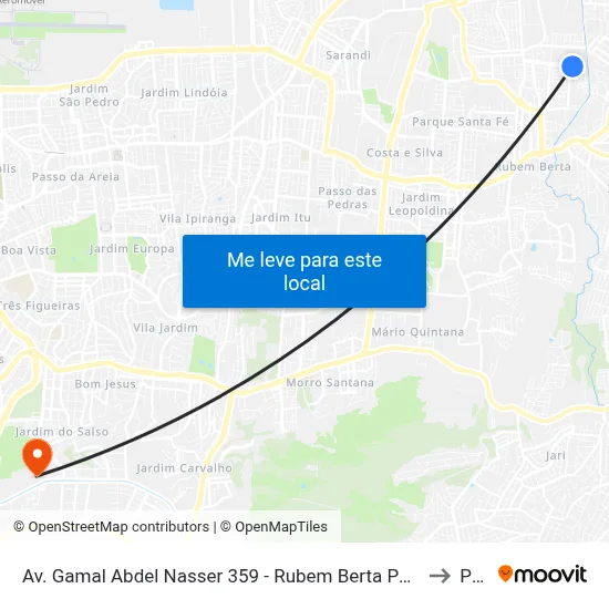 Av. Gamal Abdel Nasser 359 - Rubem Berta Porto Alegre - Rs 91170-001 Brasil to Pucrs map