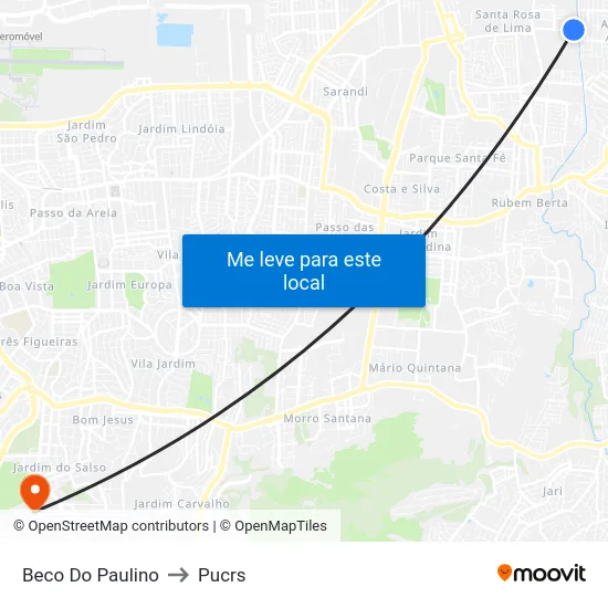 Beco Do Paulino to Pucrs map