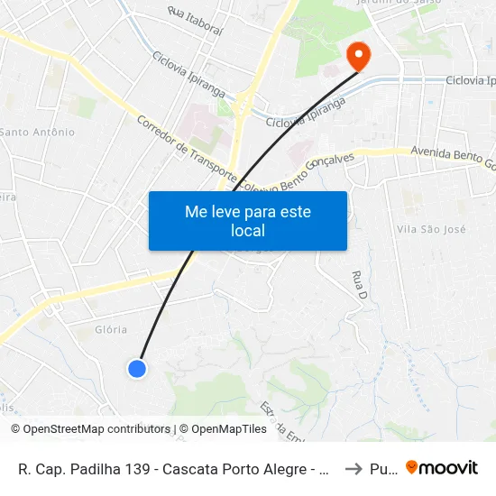 R. Cap. Padilha 139 - Cascata Porto Alegre - Rs 91710-100 Brasil to Pucrs map