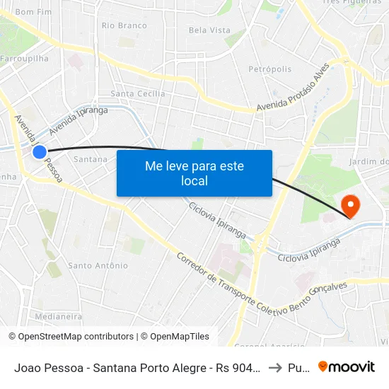 Joao Pessoa - Santana Porto Alegre - Rs 90450-190 Brasil to Pucrs map