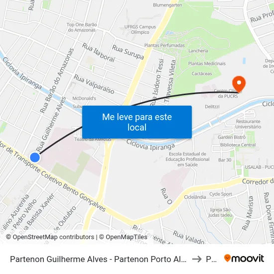 Partenon Guilherme Alves - Partenon Porto Alegre - Rs 90650-000 Brasil to Pucrs map