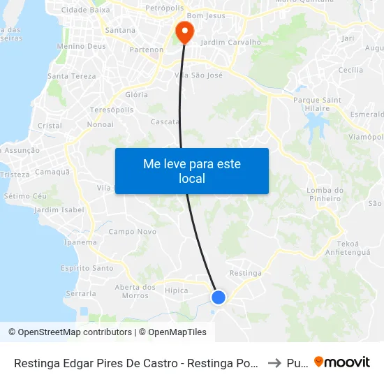 Restinga Edgar Pires De Castro - Restinga Porto Alegre - Rs Brasil to Pucrs map