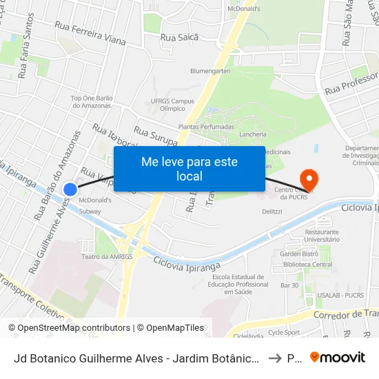 Jd Botanico Guilherme Alves - Jardim Botânico Porto Alegre - Rs 90690-300 Brasil to Pucrs map