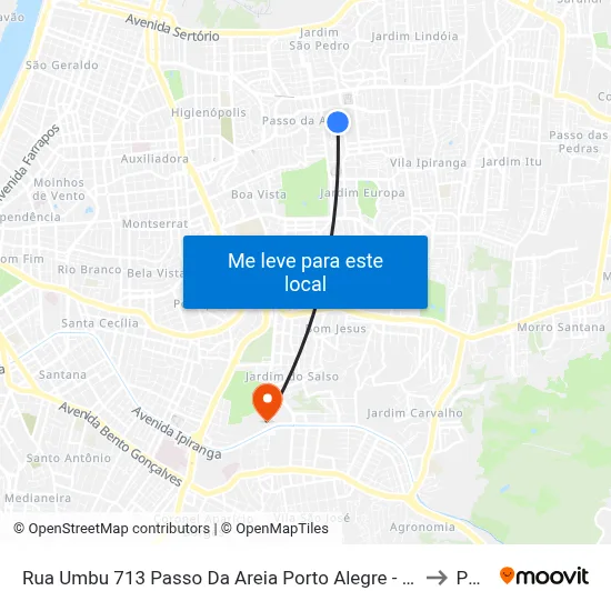 Rua Umbu 713 Passo Da Areia Porto Alegre - Rs 91350-100 Brasil to Pucrs map