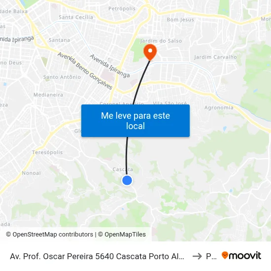 Av. Prof. Oscar Pereira 5640 Cascata Porto Alegre - Rio Grande Do Sul 91712-320 Brasil to Pucrs map