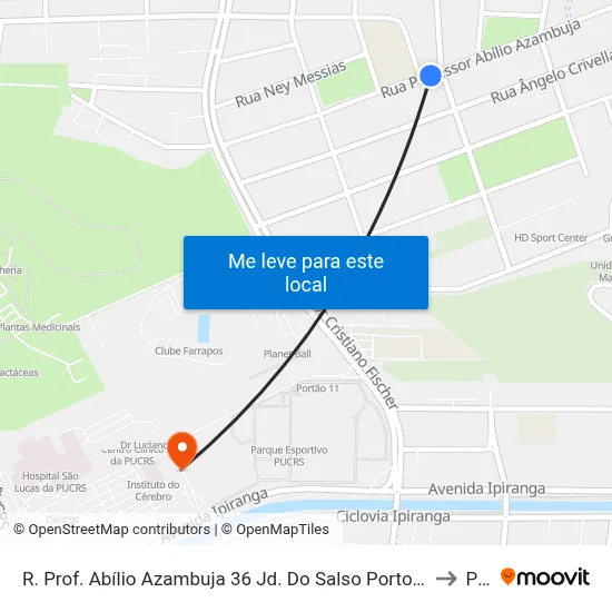 R. Prof. Abílio Azambuja 36 Jd. Do Salso Porto Alegre - Rio Grande Do Sul 9141-130 Brasil to Pucrs map