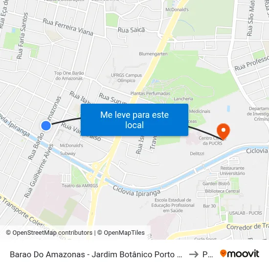 Barao Do Amazonas - Jardim Botânico Porto Alegre - Rs 90670-001 Brasil to Pucrs map