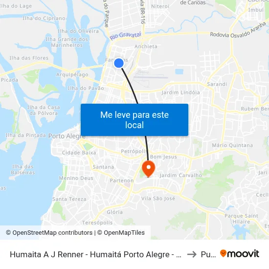 Humaita A J Renner - Humaitá Porto Alegre - Rs 90245-000 Brasil to Pucrs map