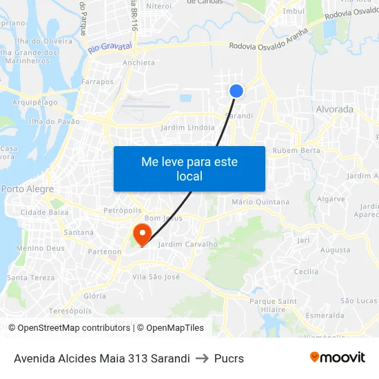 Avenida Alcides Maia 313 Sarandi to Pucrs map