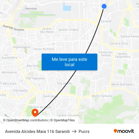 Avenida Alcides Maia 116 Sarandi to Pucrs map