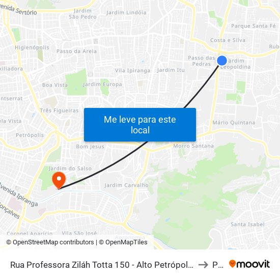 Rua Professora Ziláh Totta 150 - Alto Petrópolis Porto Alegre - Rs 91240-500 Brasil to Pucrs map