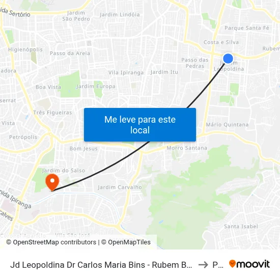 Jd Leopoldina Dr Carlos Maria Bins - Rubem Berta Porto Alegre - Rs 91240-001 Brasil to Pucrs map