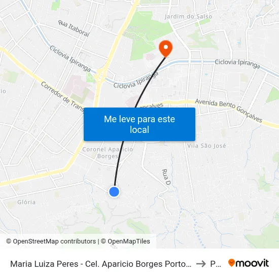 Maria Luiza Peres - Cel. Aparicio Borges Porto Alegre - Rs 91510-360 Brasil to Pucrs map