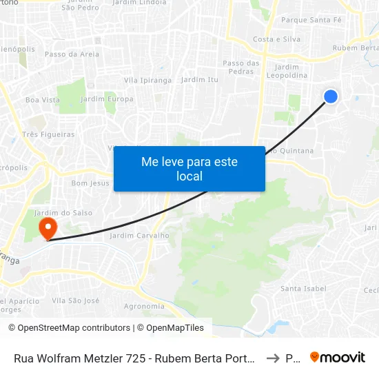 Rua Wolfram Metzler 725 - Rubem Berta Porto Alegre - Rs 91250-320 Brasil to Pucrs map