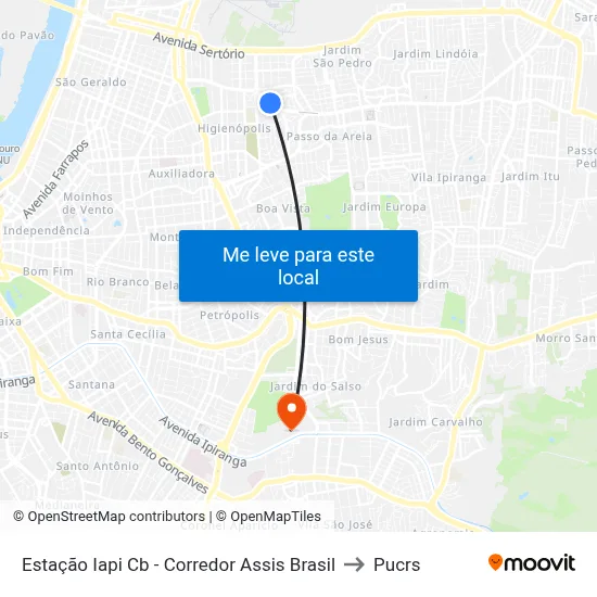 Estação Iapi Cb - Corredor Assis Brasil to Pucrs map