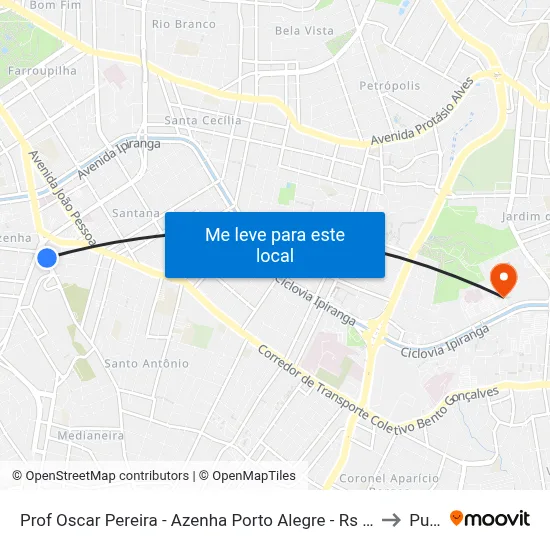 Prof Oscar Pereira - Azenha Porto Alegre - Rs 90160-006 Brasil to Pucrs map