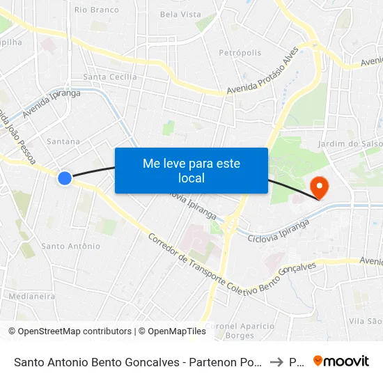Santo Antonio Bento Goncalves - Partenon Porto Alegre - Rs 90650-010 Brasil to Pucrs map