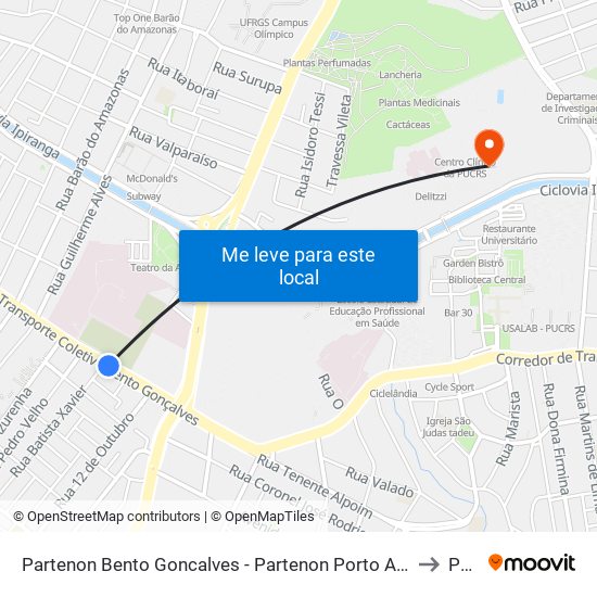 Partenon Bento Goncalves - Partenon Porto Alegre - Rs 90680-150 Brasil to Pucrs map