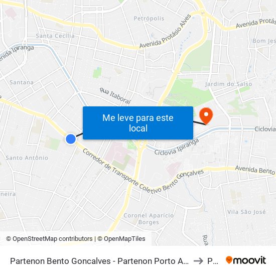 Partenon Bento Goncalves - Partenon Porto Alegre - Rs 90660-230 Brasil to Pucrs map
