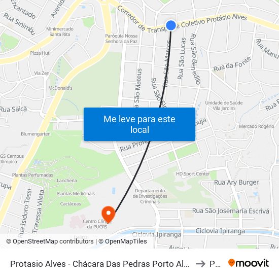 Protasio Alves - Chácara Das Pedras Porto Alegre - Rs 90470-430 Brasil to Pucrs map