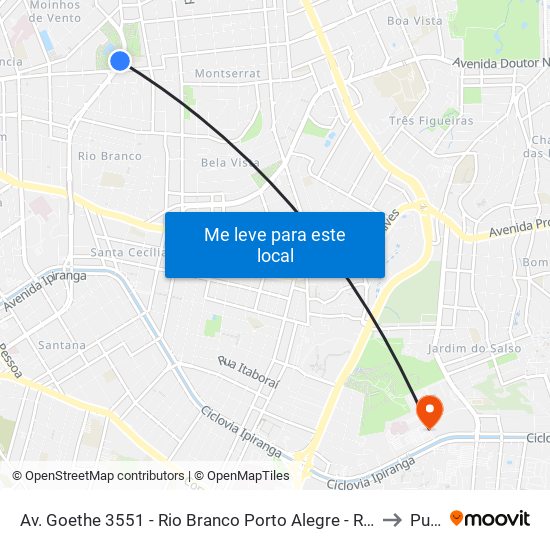 Av. Goethe 3551 - Rio Branco Porto Alegre - Rs 90430-100 Brasil to Pucrs map