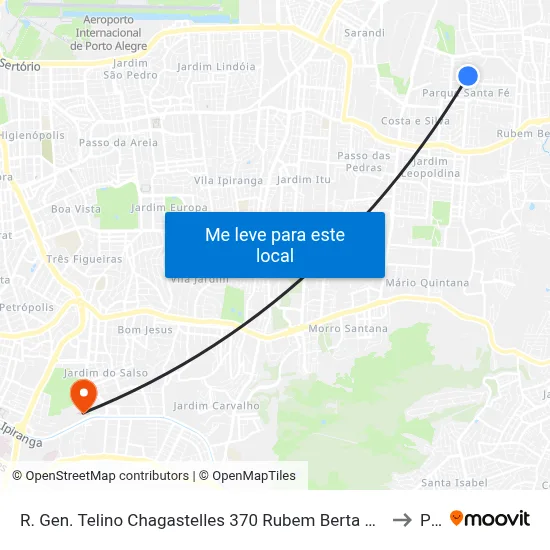 R. Gen. Telino Chagastelles 370 Rubem Berta Porto Alegre - Rio Grande Do Sul 91180-590 Brasil to Pucrs map