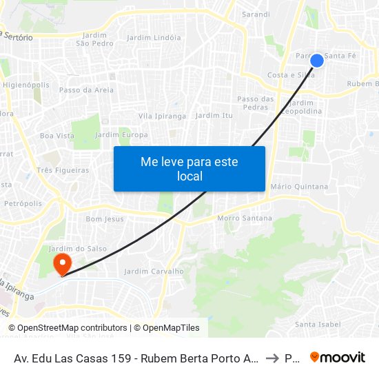 Av. Edu Las Casas 159 - Rubem Berta Porto Alegre - Rs 91180-550 Brasil to Pucrs map