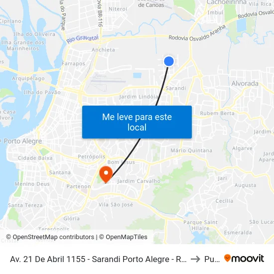 Av. 21 De Abril 1155 - Sarandi Porto Alegre - Rs 91120-630 Brasil to Pucrs map