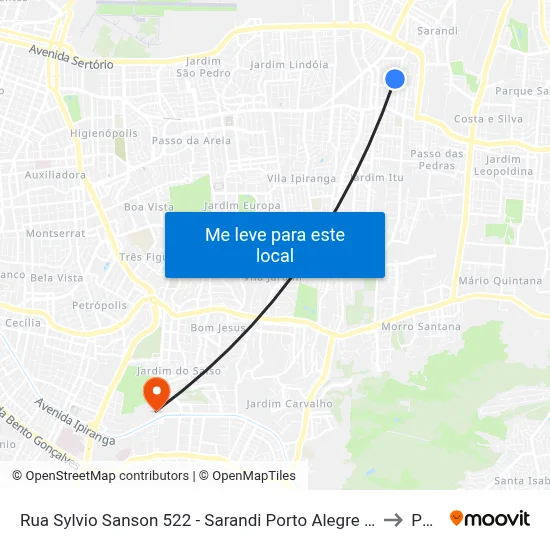 Rua Sylvio Sanson 522 - Sarandi Porto Alegre - Rs 91130-330 Brasil to Pucrs map