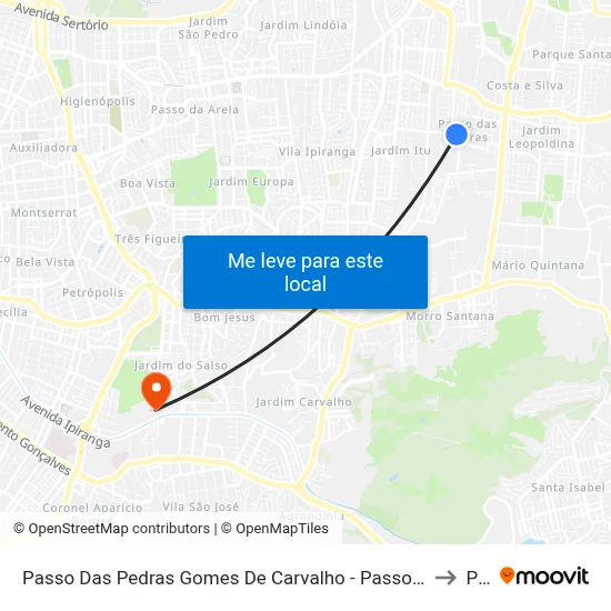 Passo Das Pedras Gomes De Carvalho - Passo Das Pedras Porto Alegre - Rs 91230-370 Brasil to Pucrs map