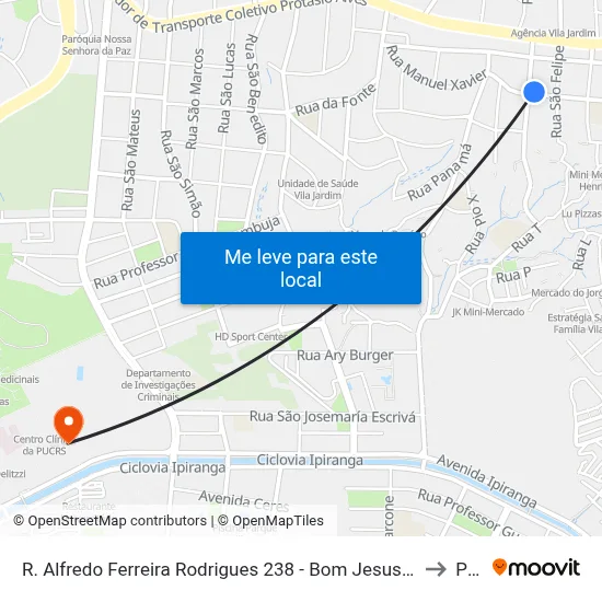 R. Alfredo Ferreira Rodrigues 238 - Bom Jesus Porto Alegre - Rs 91420-632 Brasil to Pucrs map