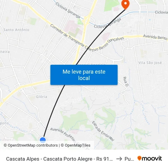 Cascata Alpes - Cascata Porto Alegre - Rs 91720-120 Brasil to Pucrs map