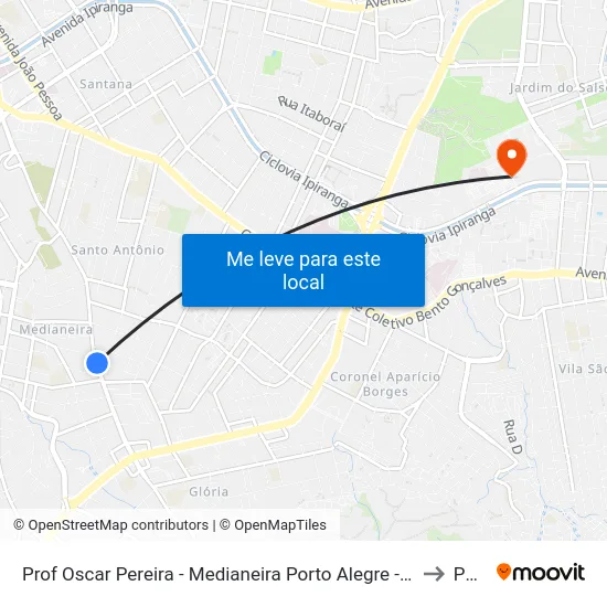 Prof Oscar Pereira - Medianeira Porto Alegre - Rs 90660-080 Brasil to Pucrs map
