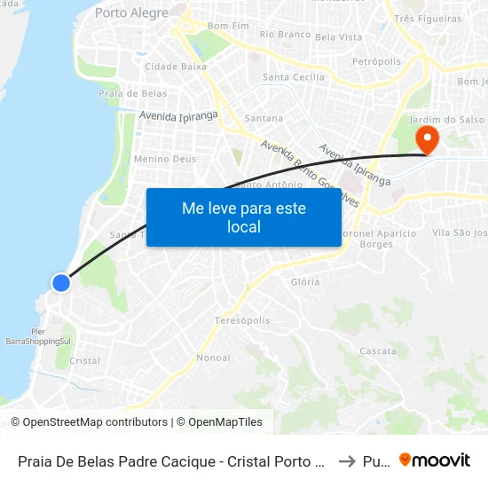 Praia De Belas Padre Cacique - Cristal Porto Alegre - Rs Brasil to Pucrs map