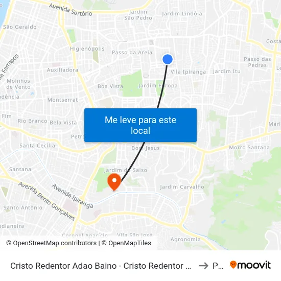 Cristo Redentor Adao Baino - Cristo Redentor Porto Alegre - Rs 91350-030 Brasil to Pucrs map