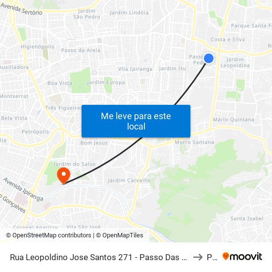 Rua Leopoldino Jose Santos 271 - Passo Das Pedras Porto Alegre - Rs 91230-350 Brasil to Pucrs map