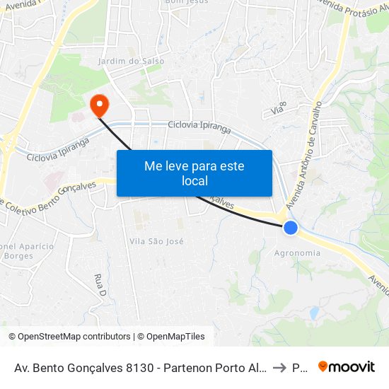 Av. Bento Gonçalves 8130 - Partenon Porto Alegre - Rs 90650-002 Brasil to Pucrs map