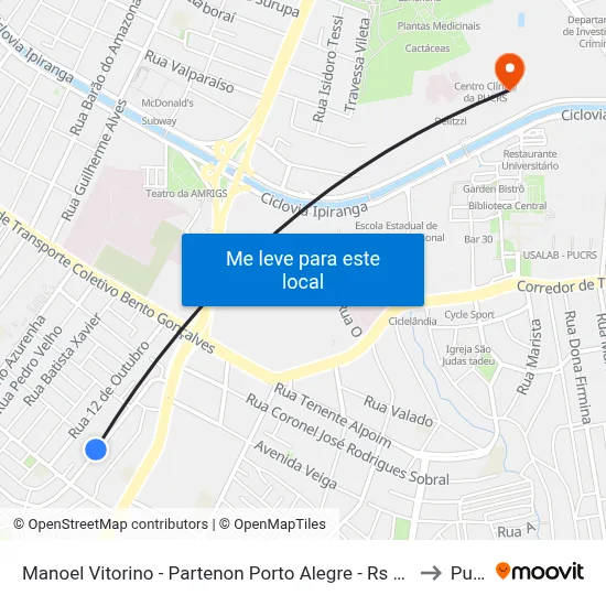 Manoel Vitorino - Partenon Porto Alegre - Rs 90680-344 Brasil to Pucrs map