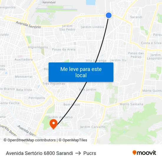 Avenida Sertório 6800 Sarandi to Pucrs map