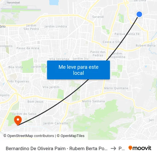 Bernardino De Oliveira Paim - Rubem Berta Porto Alegre - Rs 91160-335 Brasil to Pucrs map