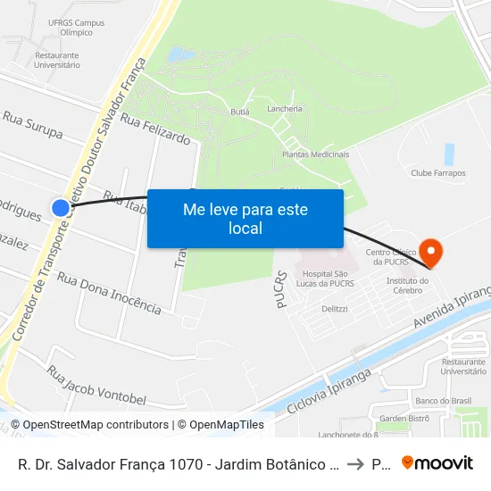 R. Dr. Salvador França 1070 - Jardim Botânico Porto Alegre - Rs 90690-000 Brasil to Pucrs map