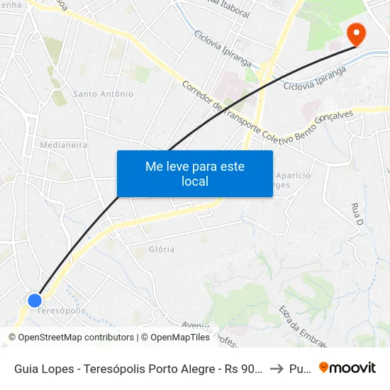 Guia Lopes - Teresópolis Porto Alegre - Rs 90870-001 Brasil to Pucrs map