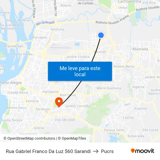 Rua Gabriel Franco Da Luz 560 Sarandi to Pucrs map