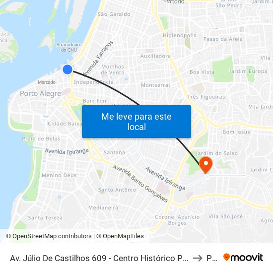 Av. Júlio De Castilhos 609 - Centro Histórico Porto Alegre - Rs 90030-000 Brasil to Pucrs map