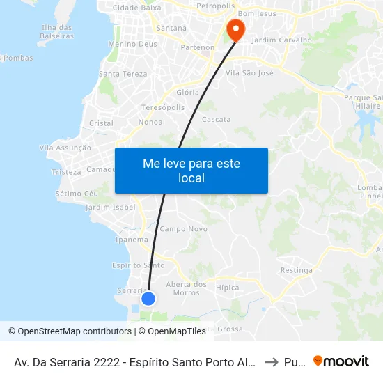 Av. Da Serraria 2222 - Espírito Santo Porto Alegre - Rs Brasil to Pucrs map