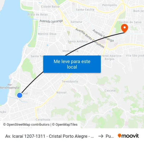 Av. Icaraí 1207-1311 - Cristal Porto Alegre - Rs Brasil to Pucrs map