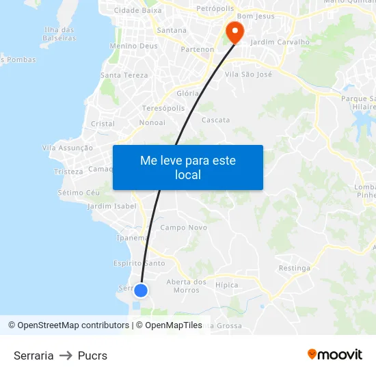 Serraria to Pucrs map