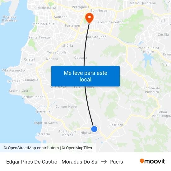 Edgar Pires De Castro - Moradas Do Sul to Pucrs map