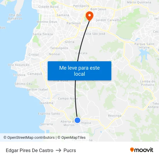 Edgar Pires De Castro to Pucrs map