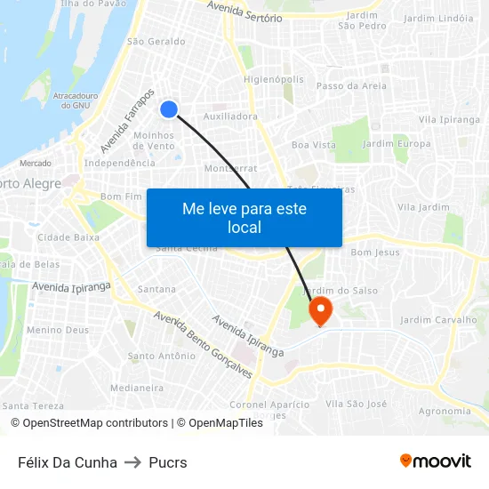 Félix Da Cunha to Pucrs map